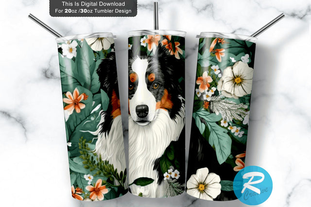 Aussie Dog Floral 20 oz / 30 oz Tumbler PNG Sublimation Regulrcrative 