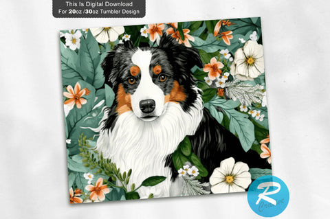 Aussie Dog Floral 20 oz / 30 oz Tumbler PNG Sublimation Regulrcrative 