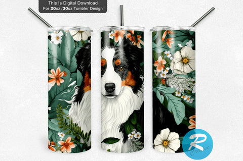 Aussie Dog Floral 20 oz / 30 oz Tumbler PNG Sublimation Regulrcrative 