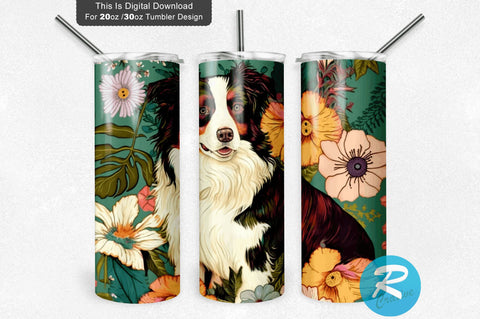 Aussie Dog Floral Seamless 20 oz / 30 oz Tumbler PNG Sublimation Regulrcrative 