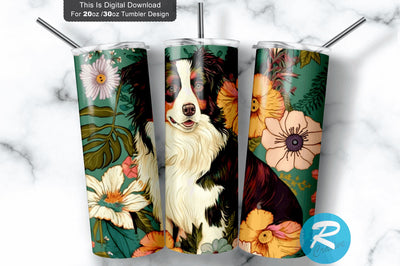 Aussie Dog Floral Seamless 20 oz / 30 oz Tumbler PNG Sublimation Regulrcrative 