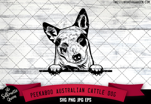 Australian Cattle Peek A Boo | Peekaboo | Peeking Dog Face SVG for Glowforge, Cricut, Laser, Silhouette, Scan n cut files SVG Loveleen Kaur 