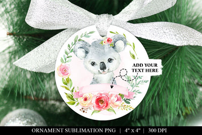 Australian Koala Watercolor Round Ornament Sublimation PNG Sublimation BijouBay 
