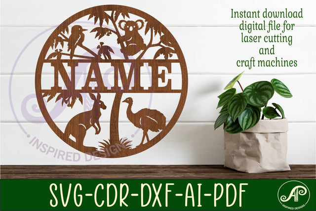 Australian name sign svg laser cut template SVG APInspireddesigns 