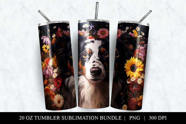 Australian Shepherd 20 oz Skinny Tumbler Sublimation PNG Sublimation BijouBay 