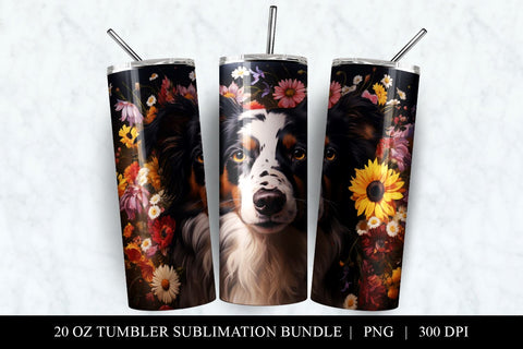 Australian Shepherd 20 oz Skinny Tumbler Sublimation PNG Sublimation BijouBay 