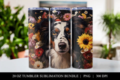 Australian Shepherd 20 oz Skinny Tumbler Sublimation PNG Sublimation BijouBay 