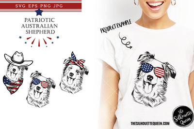 Australian Shepherd Dog Patriotic Cut files and Sublimation SVG Loveleen Kaur 