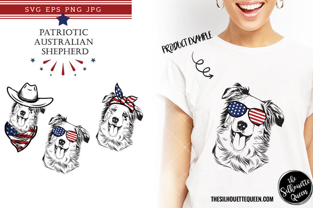 Australian Shepherd Dog Patriotic Cut files and Sublimation SVG Loveleen Kaur 