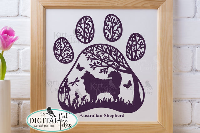 Australian Shepherd Paw round sign svg dxf pdf cut out file SVG kartcreationii 