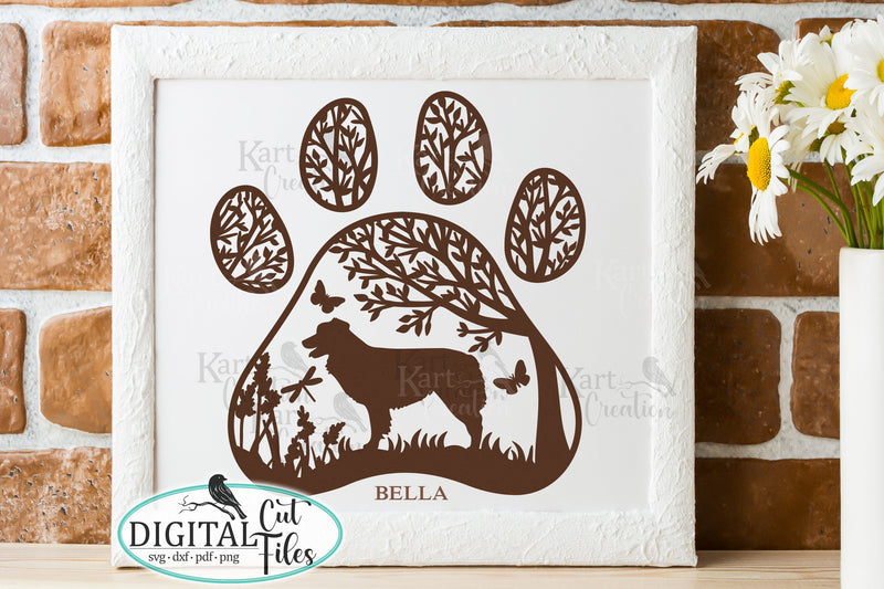 Australian Shepherd Paw round sign svg dxf pdf cut out file SVG kartcreationii 