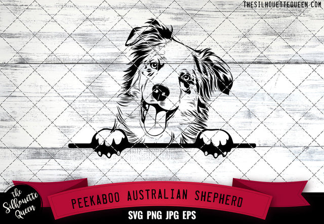 Australian Shepherd Peek A Boo | Peekaboo | Peeking Dog Face SVG for Glowforge, Cricut, Laser, Silhouette, Scan n cut files SVG Loveleen Kaur 