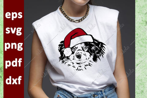 Australian Shepherd Santa Hat Cut File Clipart PNG SVG EPS DXF PDF SVG nikola 