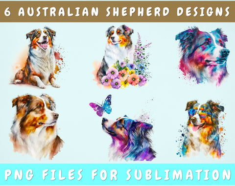 Australian Shepherd Sublimation Designs Bundle, 6 Designs, Australian Shepherd PNG Files, Aussie PNG, Australian Shepherd Clipart Sublimation HappyDesignStudio 