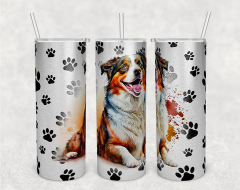Australian Shepherd Tumbler Wraps Bundle, 20 Oz Skinny Tumbler Australian Shepherd Sublimation Designs, Seamless Aussie PNG, 5 Designs Sublimation HappyDesignStudio 