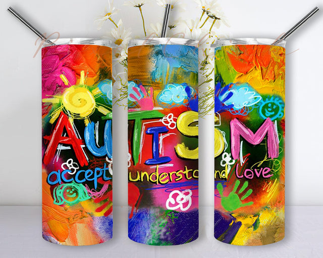 Autism Accept Understand Love 20oz Skinny Tumbler Png, Autism Png, Autism Tumbler Png, Autism Awareness Stainless Steel Tumbler, Autism Awareness Tumbler Sublimation PixelChick 