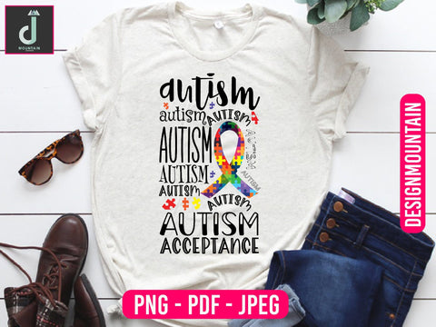 Autism acceptance png, Autism Awareness Png, Austim Png, Austim Bundle design Sublimation Alihossainbd 