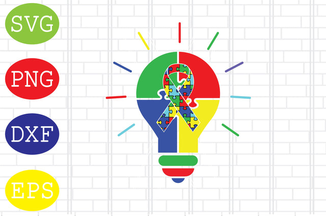 Autism Awareness Light Bulb Svg, Autism Puzzle Svg, Autism Love Svg, Png, Eps, Dxf Files SVG DigitalSvgFiles 