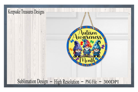 Autism Awareness Month, Gnome Wreath Attachment, PNG Sublimation Design, Autism Awareness Day April 2, Digital Download Sublimation Keepsake Treasures Designs LLC. 