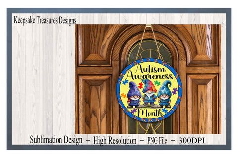 Autism Awareness Month, Gnome Wreath Attachment, PNG Sublimation Design, Autism Awareness Day April 2, Digital Download Sublimation Keepsake Treasures Designs LLC. 