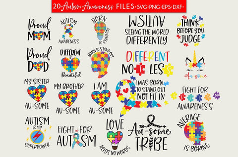 Autism Awareness Quotes Sayings SVG Design Bundle SVG Freeling Design House 