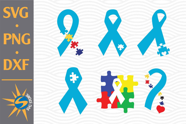 Autism Awareness Ribbon SVG, PNG, DXF Digital Files Include SVG SVGStoreShop 