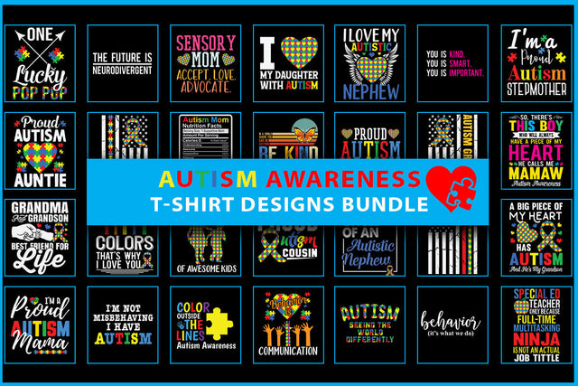 Autism Awareness T-shirt Design Bundles SVG Silhouette File 