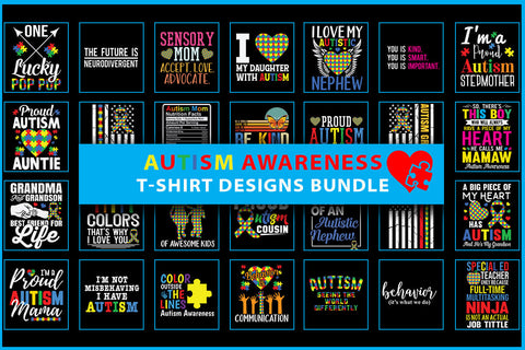 Autism Awareness T-shirt Design Bundles SVG Silhouette File 