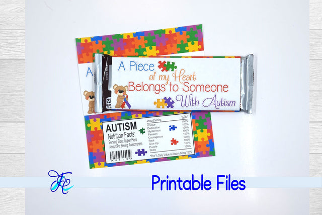 Autism Candy Bar Wrapper 3D Paper Family Creations 
