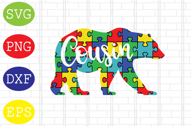 Autism Cousin Bear Svg, Autism Puzzle Svg, Autism Love Svg, Png, Eps, Dxf Files SVG DigitalSvgFiles 