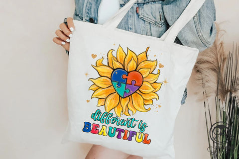 Autism Different Is Beautiful Sunflower PNG Sublimation Owlsome.Designs 