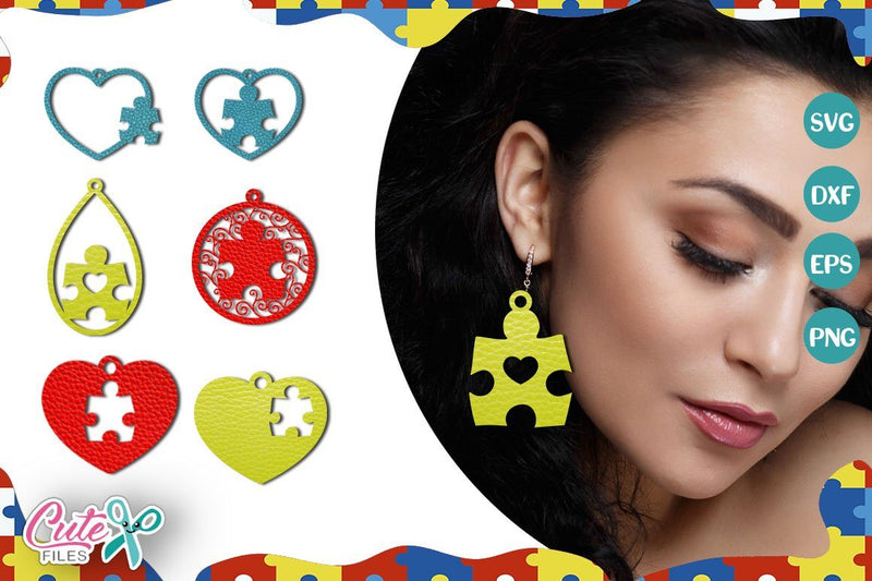 Autism Earring templante mini bundle svg cut file SVG Cute files