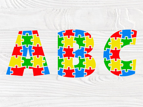 Autism Font SVG, Autism Alphabet, Svg Cut Files, Autism Awareness Svg, Puzzle Letters Svg, Autism Monogram, Fonts for Cricut and Silhouette SVG TonisArtStudio 