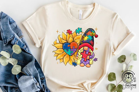 Autism Gnome Sunflower PNG Sublimation Sublimation Owlsome.Designs 