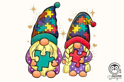 Autism Gnomes Couple PNG Sublimation Sublimation Owlsome.Designs 