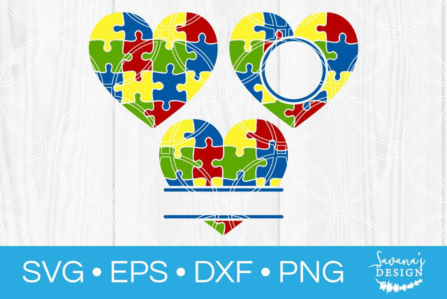 Autism Heart Monogram Bundle SVG SavanasDesign