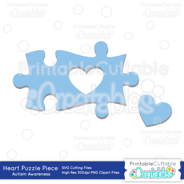 Autism Heart Puzzle Piece SVG Printable Cuttable Creatables 