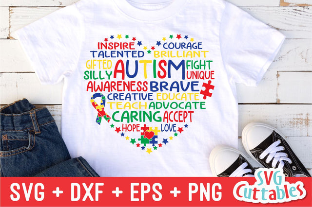 Autism Heart Subway Art svg - Autism Cut File - Word Art - Autism Puzzle - svg - svg - dxf - eps - png - Silhouette - Cricut - Digital File SVG Svg Cuttables 