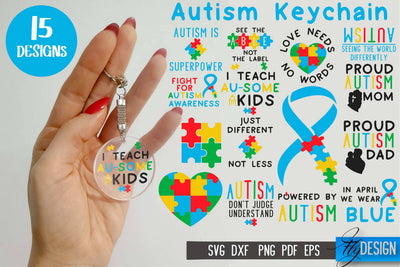 Autism Keychain SVG Bundle | Autism Quotes SVG | Autism Awareness SVG SVG Fly Design 