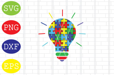 Autism Light Bulb (2) Svg, Autism Puzzle Svg, Autism Love Svg, Png, Eps, Dxf Files SVG DigitalSvgFiles 