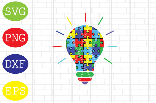 Autism Light Bulb (2) Svg, Autism Puzzle Svg, Autism Love Svg, Png, Eps, Dxf Files SVG DigitalSvgFiles 