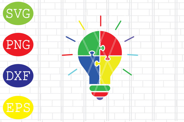Autism Light Bulb Svg, Autism Puzzle Svg, Autism Love Svg, Png, Eps, Dxf Files SVG DigitalSvgFiles 