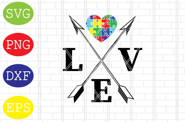 Autism Love Arrow (2) Svg, Autism Puzzle Svg, Autism Love Svg, Png, Eps, Dxf Files SVG DigitalSvgFiles 