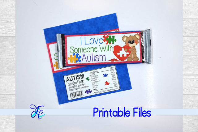 Autism Love Candy Bar Wrapper 3D Paper Family Creations 