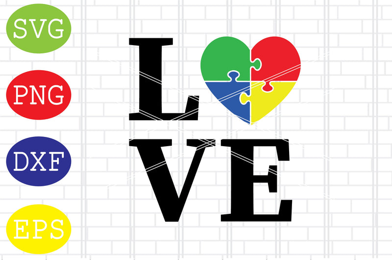 Autism Love Puzzle Svg, Autism Puzzle Svg, Autism Love Svg, Png, Eps, Dxf Files SVG DigitalSvgFiles 