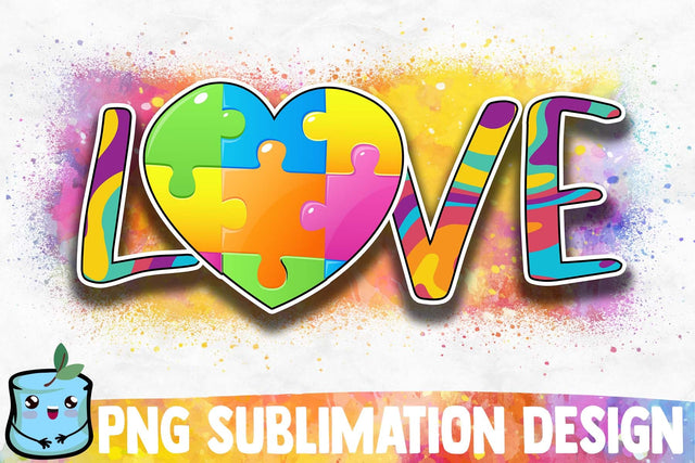 Autism Love Sublimation Design Sublimation MintyMarshmallows 