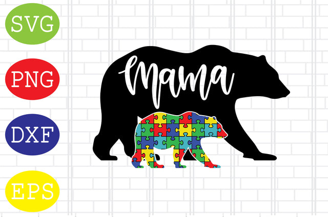 Autism Mama and Baby Bear Svg, Autism Puzzle Svg, Autism Love Svg, Png, Eps, Dxf Files SVG DigitalSvgFiles 