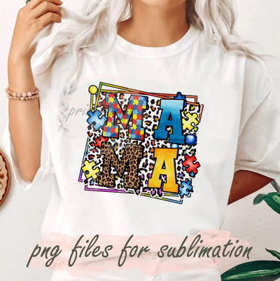 Autism Mama Png, Autism Awareness Png, Western Mama Png, Autism Puzzle Png, Autism Life Png, Leopard Mama Png Sublimation PrintingLife 