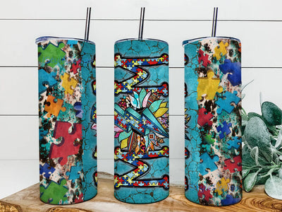 Autism Mom 20oz Skinny Tumbler, Autism Awareness Tumbler Design, Western Autism Awareness Tumbler Png, Puzzle Tumbler Wrap, Autism Sublimation Design, Digital Download Sublimation iStyleDesign 