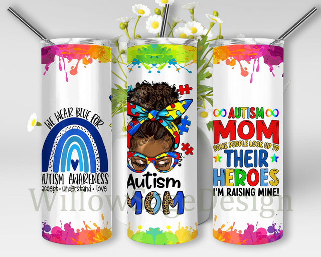 Autism Mom 20oz Skinny Tumbler Png, Autism Awareness Tumbler, Autism Mama Png, Autism Mom Gifts For Women, Autism Mom Puzzle Tumbler Sublimation WillowSageDesign 
